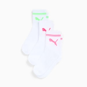 Big Kids' Low Crew Socks [3 Pairs], WHITE / BRIGHT, extralarge
